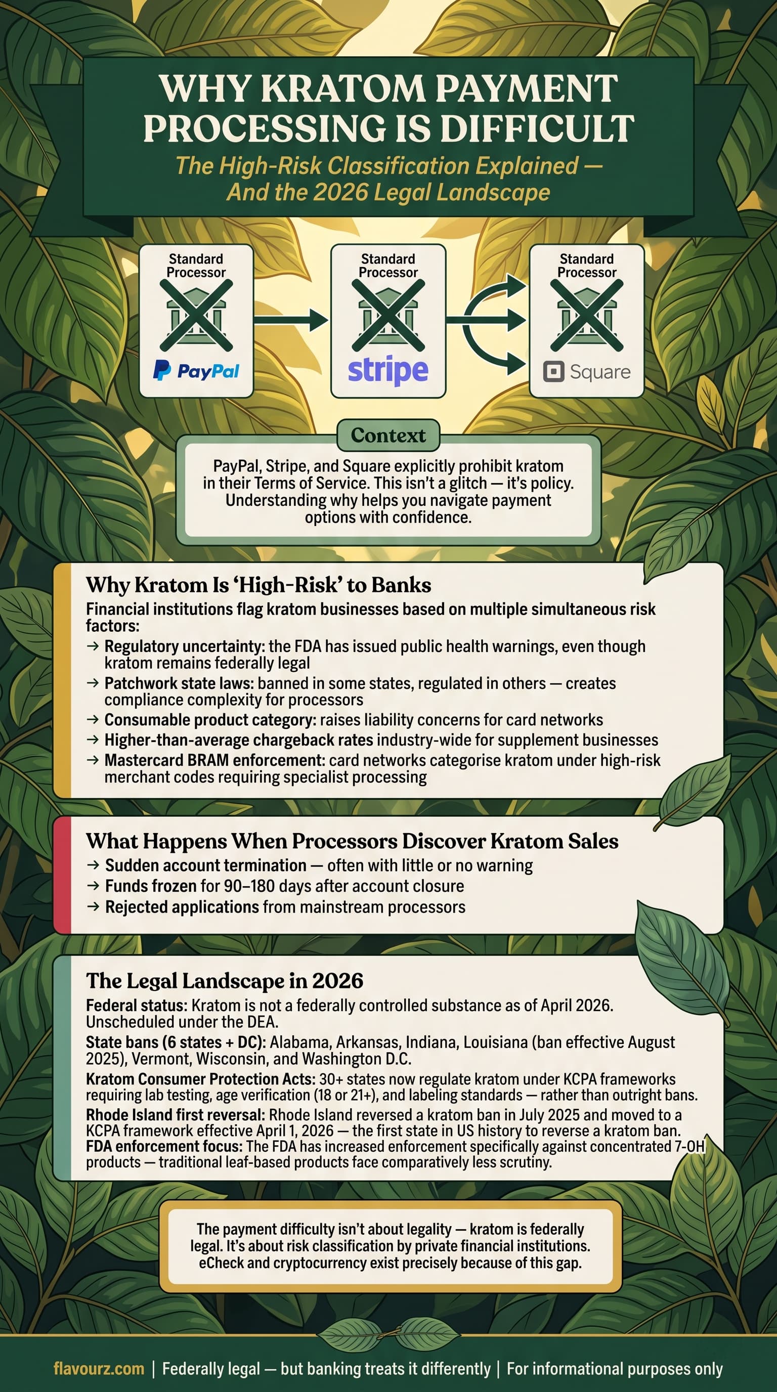 infographic for Why Payment Processing Is Difficult for Kratom